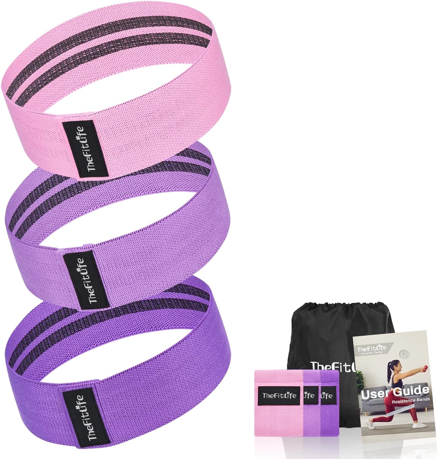 Resistance Exercise Bands for Women - Fabric Workout Bands for Booty, Hip, Glute, Leg, Thigh, Squat, Butt Lift Excersize and Fitness Loop Bands for Home Gym, Stretching