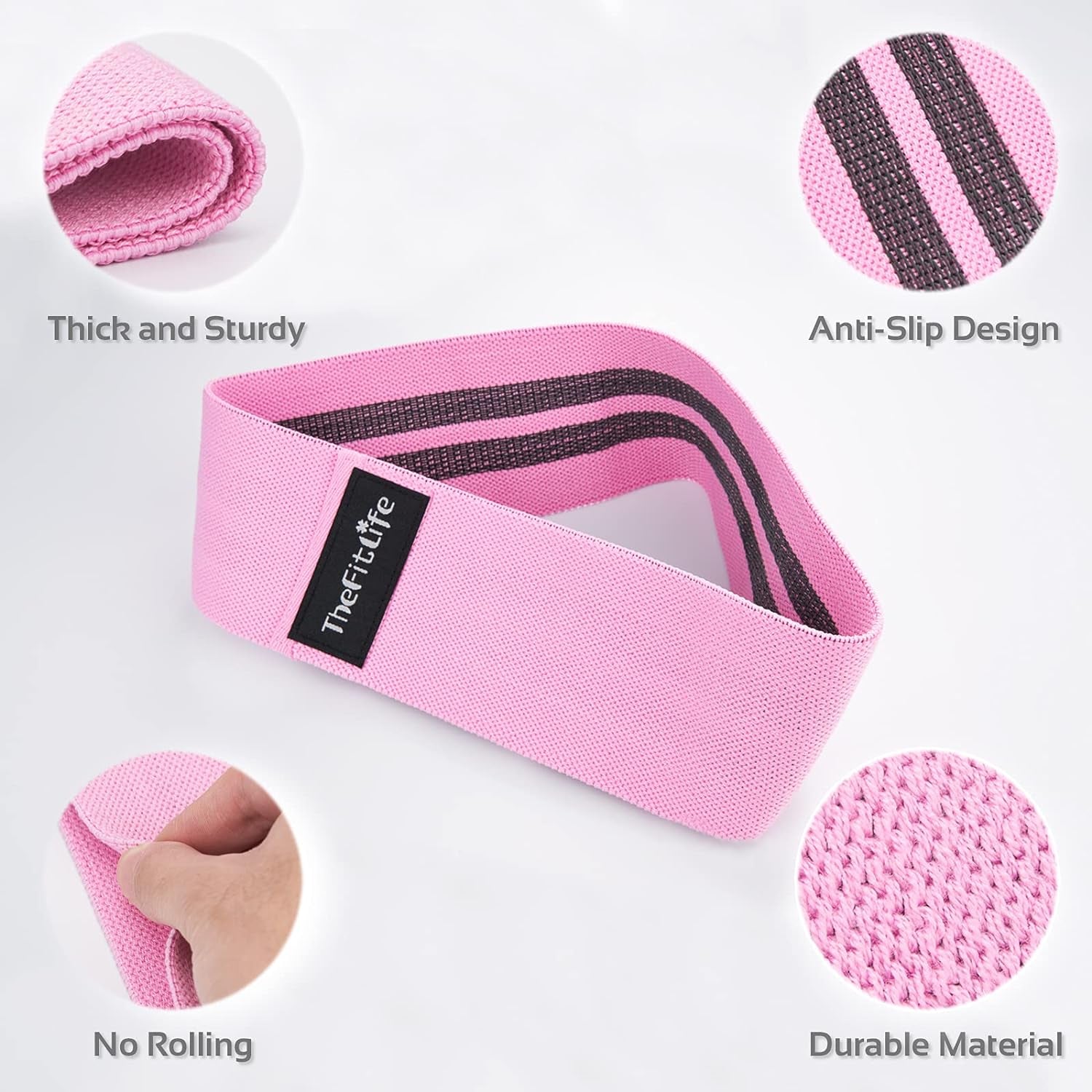 Resistance Exercise Bands for Women - Fabric Workout Bands for Booty, Hip, Glute, Leg, Thigh, Squat, Butt Lift Excersize and Fitness Loop Bands for Home Gym, Stretching